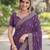 Lavender soft georgette embroidery work designer party wear saree with unstitched blouse piece
