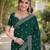 Green soft georgette embroidery work designer party wear saree with unstitched blouse piece