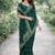 Green soft georgette embroidery work designer party wear saree with unstitched blouse piece