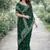 Green soft georgette embroidery work designer party wear saree with unstitched blouse piece