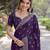 Purple soft georgette embroidery work designer party wear saree with unstitched blouse piece