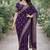 Purple soft georgette embroidery work designer party wear saree with unstitched blouse piece