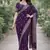 Purple soft georgette embroidery work designer party wear saree with unstitched blouse piece