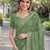 Pista soft georgette embroidery work designer party wear saree with unstitched blouse piece