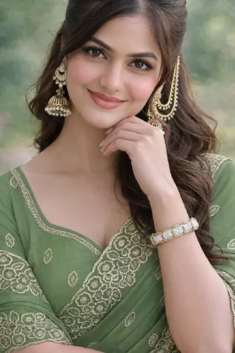 Pista georgette embroidery saree with unstitched blouse piece