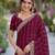 Wine soft georgette embroidery work designer party wear saree with unstitched blouse piece