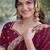 Wine soft georgette embroidery work designer party wear saree with unstitched blouse piece