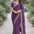 Lavender soft georgette embroidery work designer party wear saree with unstitched blouse piece