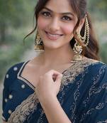 Morpich georgette embroidery saree with unstitched blouse piece