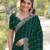 Green soft georgette embroidery work designer party wear saree with unstitched blouse piece