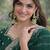 Green soft georgette embroidery work designer party wear saree with unstitched blouse piece