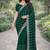 Green soft georgette embroidery work designer party wear saree with unstitched blouse piece