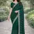 Green soft georgette embroidery work designer party wear saree with unstitched blouse piece