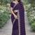 Purple soft georgette embroidery work designer party wear saree with unstitched blouse piece