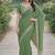 Pista soft georgette embroidery work designer party wear saree with unstitched blouse piece