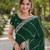 Green soft georgette embroidery work designer party wear saree with unstitched blouse piece