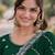 Green soft georgette embroidery work designer party wear saree with unstitched blouse piece