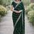 Green soft georgette embroidery work designer party wear saree with unstitched blouse piece