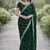 Green soft georgette embroidery work designer party wear saree with unstitched blouse piece