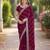 Wine soft georgette embroidery work designer party wear saree with unstitched blouse piece