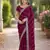 Wine soft georgette embroidery work designer party wear saree with unstitched blouse piece