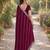 Wine soft georgette embroidery work designer party wear saree with unstitched blouse piece