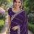 Purple soft georgette embroidery work designer party wear saree with unstitched blouse piece