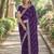 Purple soft georgette embroidery work designer party wear saree with unstitched blouse piece
