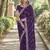 Purple soft georgette embroidery work designer party wear saree with unstitched blouse piece