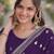 Purple soft georgette embroidery work designer party wear saree with unstitched blouse piece