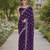 Purple soft georgette embroidery work designer party wear saree with unstitched blouse piece