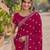 Pink soft georgette embroidery work designer party wear saree with unstitched blouse piece