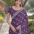 Lavender soft georgette embroidery work designer party wear saree with unstitched blouse piece