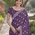 Lavender georgette embroidery saree with unstitched blouse piece