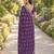 Lavender soft georgette embroidery work designer party wear saree with unstitched blouse piece
