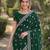 Green soft georgette embroidery work designer party wear saree with unstitched blouse piece
