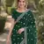 Green soft georgette embroidery work designer party wear saree with unstitched blouse piece