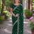Green soft georgette embroidery work designer party wear saree with unstitched blouse piece