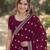 Wine soft georgette embroidery work designer party wear saree with unstitched blouse piece