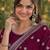 Wine soft georgette embroidery work designer party wear saree with unstitched blouse piece