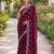 Wine soft georgette embroidery work designer party wear saree with unstitched blouse piece