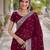 Wine soft georgette embroidery work designer party wear saree with unstitched blouse piece