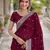 Wine georgette embroidery saree with unstitched blouse piece