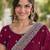 Wine soft georgette embroidery work designer party wear saree with unstitched blouse piece