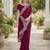 Wine soft georgette embroidery work designer party wear saree with unstitched blouse piece