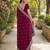 Wine soft georgette embroidery work designer party wear saree with unstitched blouse piece