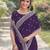 Purple soft georgette embroidery work designer party wear saree with unstitched blouse piece