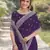 Purple soft georgette embroidery work designer party wear saree with unstitched blouse piece