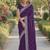 Purple soft georgette embroidery work designer party wear saree with unstitched blouse piece