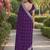 Purple soft georgette embroidery work designer party wear saree with unstitched blouse piece